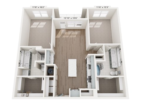 A top down view of a house with dimensions written on it.